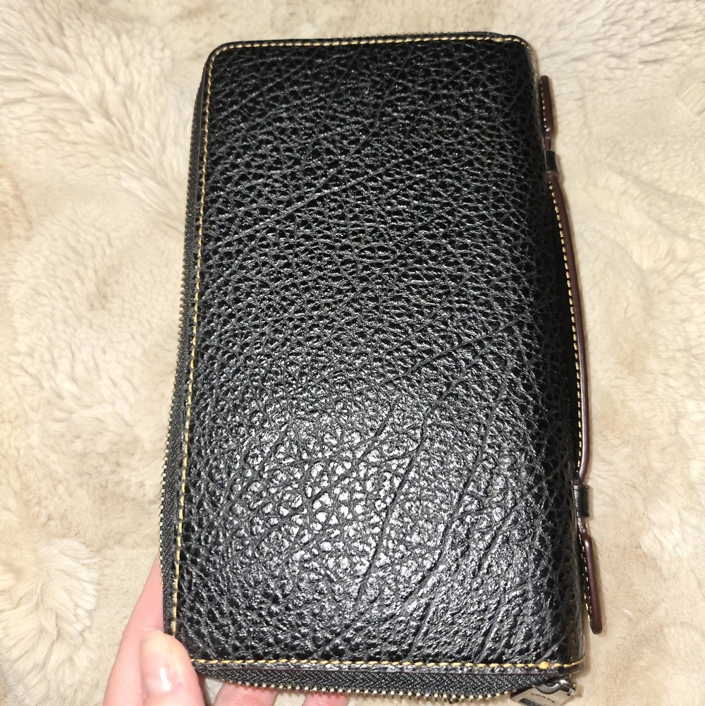 NWOT Coach Black Vintage Huge Leather Men's Zip Wallet
